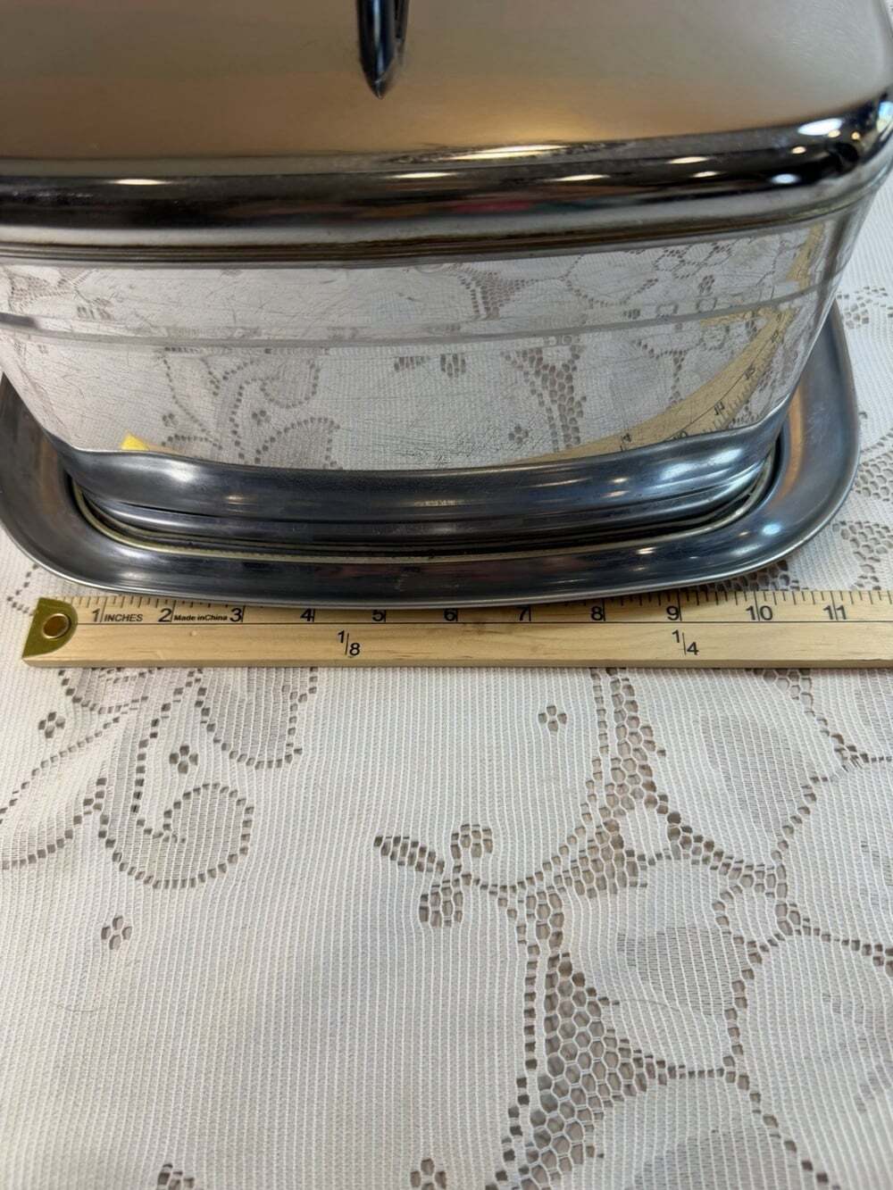 Vtg MCM Lincoln Beautyware Chrome Stainless Steel Cake Carrying Case Handle Rare - Picture 4 of 16